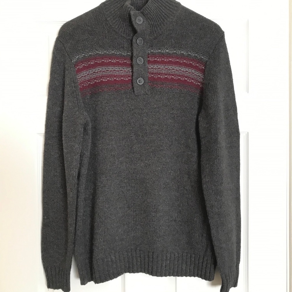 Button Mock Neck Pullover Sweater